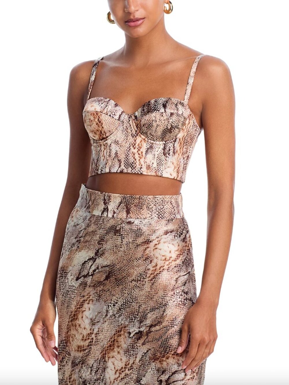 $265 L'Agence Brown Animal Print Sonya Snake Cropped Bralette Tank Top size XS